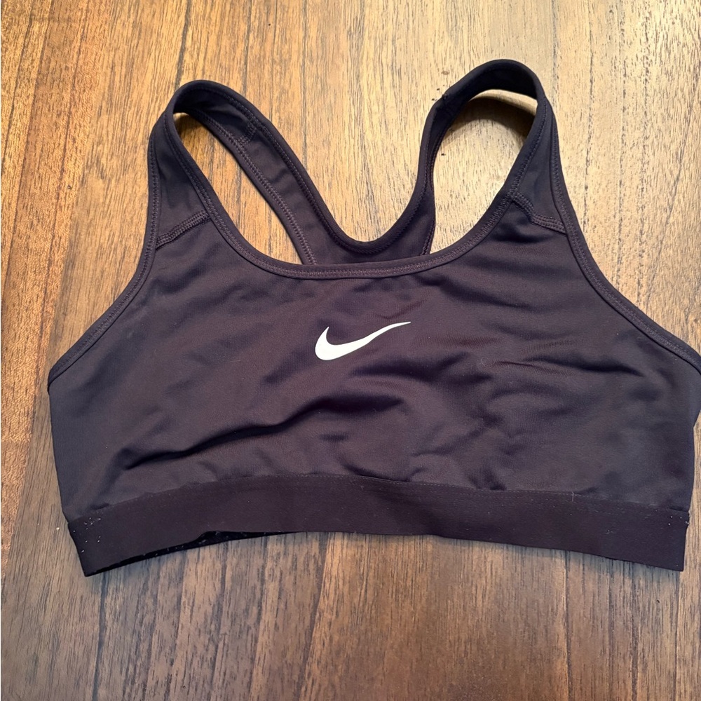 Nike Women's Black Sports Bra with White Logo